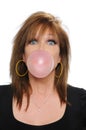 Woman blowing bubble gum Royalty Free Stock Photo