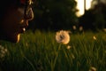 Woman Blowing Dandelion Royalty Free Stock Photo