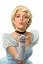 Woman Blowing Kiss in Vintage Dress Royalty Free Stock Photo