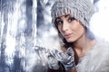 Woman Blowing Snow Royalty Free Stock Photo