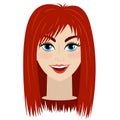A woman with blue eyes. Red hair