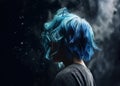 Woman with blue hair, concept of Divine theatrics, created with Generative AI technology