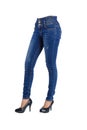 woman is wearing blue jeans. Royalty Free Stock Photo