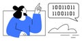 Woman Discussing Binary Code and Cloud Computing Concept with Gesture Royalty Free Stock Photo