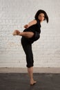 Woman Boabom forward motion foot kick martial arts Tibet