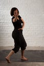 Woman Boabom forward motion hand kick martial arts Tibet