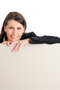 Woman with board banner Royalty Free Stock Photo