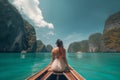 Woman boat thailand. Generate Ai