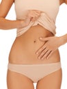 Woman body in beige cotton undrewear