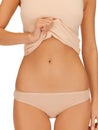 Woman body in beige cotton undrewear