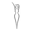 Woman body, girl beauty, line art icon. Female pose outline silhouette, model, figure. Abstract sign of girl for Royalty Free Stock Photo