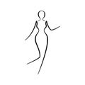 Woman body, girl beauty, line art icon. Female pose outline silhouette, model, figure. Abstract sign of girl for Royalty Free Stock Photo