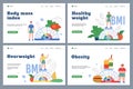 Woman body mass index web template set in flat vector illustration isolated Royalty Free Stock Photo