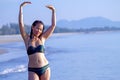Woman body sexy show bikini on beach Royalty Free Stock Photo