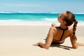 Woman Body In Summer. Girl In Bikini Tanning On Beach Royalty Free Stock Photo