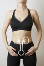 Woman body with visualisation of kidneys and bladder Royalty Free Stock Photo