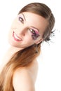 Woman with bodyart butterfly on face isolated Royalty Free Stock Photo