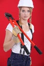 Woman with boltcutters