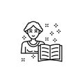 Woman book biography icon. Element of literature icon