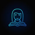 Woman with a book blue icon Royalty Free Stock Photo