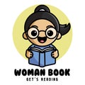 WOMAN BOOK MASCOT LOGO