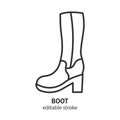 Woman boot line icon. Vector illustration. Editable stroke