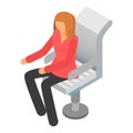 Woman at boss chair icon, isometric style Royalty Free Stock Photo