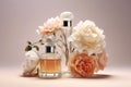 aroma woman perfume flower bottle smell scent glass fragrance design cosmetic. Generative AI.