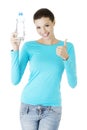 Woman with bottle of mineral water, Royalty Free Stock Photo