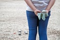 Woman with boule balls