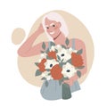 Woman with bouquet Royalty Free Stock Photo