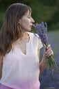 Woman with bouquet lavender