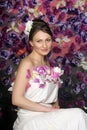 Woman with bouquet of roses Royalty Free Stock Photo