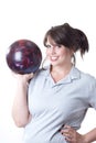 Woman with bowling ball Royalty Free Stock Photo