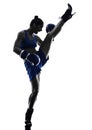Woman boxer boxing kickboxing silhouette isolated Royalty Free Stock Photo