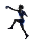 Woman boxer boxing kickboxing silhouette isolated Royalty Free Stock Photo