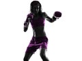 Woman boxer boxing kickboxing silhouette isolated