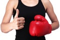 Woman boxer doing okay sign