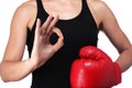 Woman boxer doing okay sign