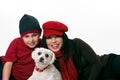 Woman, boy and dog Royalty Free Stock Photo