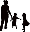 A woman and a boy and a girl playing Royalty Free Stock Photo