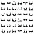 Woman bra icons set, simple style Royalty Free Stock Photo