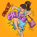 A woman breaks prices. Discounts and sales concept