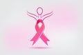 Woman breast cancer awareness ribbon logo