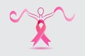 Woman breast cancer awareness ribbon logo