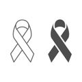 Woman breast cancer glyph and line ribbon Royalty Free Stock Photo