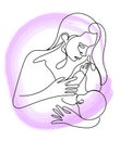 Woman is breastfeeding a baby, breastfeeding, world breastfeeding support Week August 1-7. Vector stylish, modern