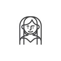 Woman in bride veil line icon