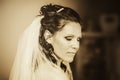 Woman Bride with Veil Profile Closed Eyes Royalty Free Stock Photo