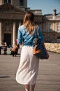 Woman on the bridge of Arts in Paris Royalty Free Stock Photo